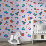 Colorful Nursery Toy Pattern Kids Premium Wallpaper