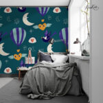 Whimsical Hot Air Balloons and Moons Kids Premium Wallpaper