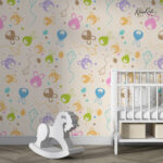 Pastel Cartoon Bears and Rabbits Kids Premium Wallpaper