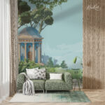 Blue Temple and Garden Premium Wallpaper