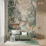 Watercolor Fawn Duo Premium Wallpaper