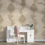 Classic Damask Floral Scroll Premium Wallpaper