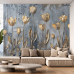 Artistic 3D-Effect Gold Leaf Premium Wallpaper