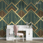 Luxurious Art Deco Emerald and Gold Premium Wallpaper
