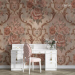 Vintage Damask Rose Premium Wallpaper