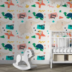 Dark Teal Watercolor Goodnight Kids Premium Wallpaper