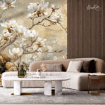 Golden Ethereal Bloom Premium Wallpaper