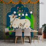 Divine Blue Pichwai Premium Wallpaper