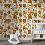 Cute Pastel Fox, Bear, and Bunny Kids Premium Wallpaper