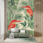 Scarlet Kingfisher Oasis Premium Wallpaper