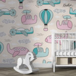 Pastel Planes and Hot Air Balloons Kids Premium Wallpaper