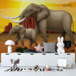 African Safari Elephant Sunset Kids Premium Wallpaper - Image 4