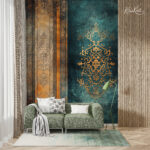 Teal & Ochre Opulence Premium Wallpaper