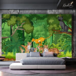 Jungle Safari Animals Mural with Tigers Kids Premium Wallpaper - Image 2