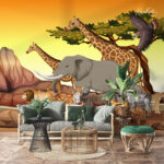 Vibrant Wildlife Safari Animal Kids Premium Wallpaper - Image 2
