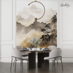 Serene Watercolor Misty Mountain Premium Wallpaper - Image 2