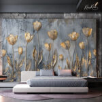 Artistic 3D-Effect Gold Leaf Premium Wallpaper - Image 2