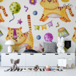 Watercolor Tiger Party Kids  Premium Wallpaper - Image 2