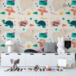 Dark Teal Watercolor Goodnight Kids Premium Wallpaper - Image 2