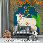 Divine Blue Pichwai Premium Wallpaper - Image 2