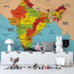 Detailed Political Map of India Kids Premium Wallpaper