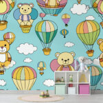 Teddy Bear Hot Air Balloon Kids Premium Wallpaper - Image 3