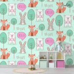 Playful Woodland Animals & Quotes Kids Premium Wallpaper