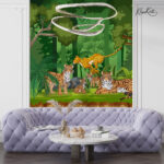 Jungle Safari Animals Mural with Tigers Kids Premium Wallpaper - Image 3