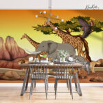 Vibrant Wildlife Safari Animal Kids Premium Wallpaper - Image 3