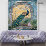 Indian Pichwai Peacock Premium Wallpaper - Image 3