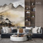 Serene Watercolor Misty Mountain Premium Wallpaper - Image 3