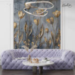 Artistic 3D-Effect Gold Leaf Premium Wallpaper - Image 3