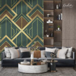 Luxurious Art Deco Emerald and Gold Premium Wallpaper - Image 3