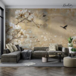 Golden Ethereal Bloom Premium Wallpaper - Image 3