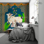 Divine Blue Pichwai Premium Wallpaper - Image 3