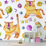 Watercolor Tiger Party Kids  Premium Wallpaper - Image 3