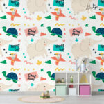 Dark Teal Watercolor Goodnight Kids Premium Wallpaper - Image 3