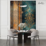 Teal & Ochre Opulence Premium Wallpaper - Image 3
