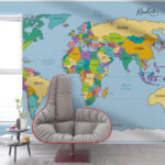 Colorful Educational World Map Kids Premium Wallpaper - Image 4
