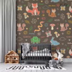Pastel Woodland Animals and Nature Kids Premium Wallpaper - Image 2
