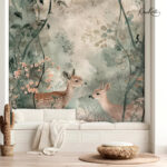 Watercolor Fawn Duo Premium Wallpaper - Image 4