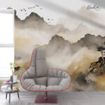 Serene Watercolor Misty Mountain Premium Wallpaper - Image 4