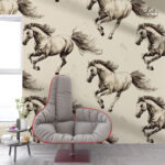 Galloping Stallions Vintage Sketch Premium Wallpaper - Image 4