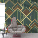 Luxurious Art Deco Emerald and Gold Premium Wallpaper - Image 4