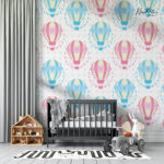 Pink & Blue Hot Air Balloon Kids  Premium Wallpaper - Image 3