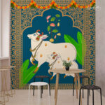 Divine Blue Pichwai Premium Wallpaper - Image 4