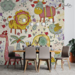 Cheerful Cartoon Lion and Cub Kids Premium Wallpaper - Image 3