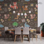 Pastel Woodland Animals and Nature Kids Premium Wallpaper - Image 6