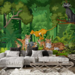 Jungle Safari Animals Mural with Tigers Kids Premium Wallpaper - Image 5
