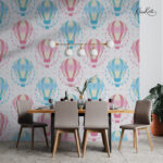 Pink & Blue Hot Air Balloon Kids  Premium Wallpaper - Image 2